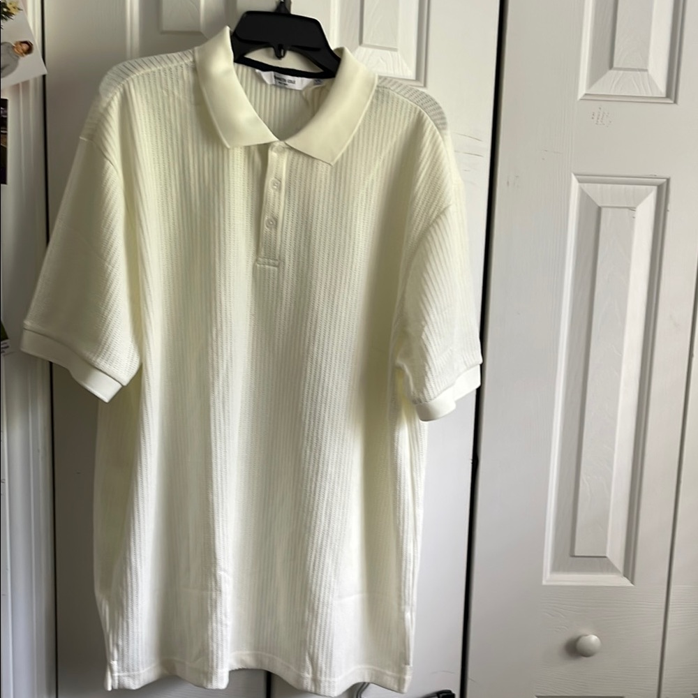 Kenneth Cole New York White Polo Shirt Classic Design Mens